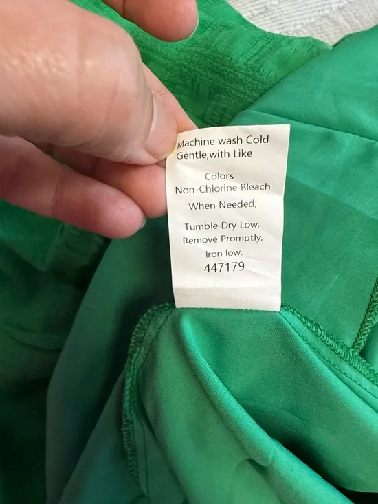 Boho Green Smocked Maxi Dress - Puff Sleeve Tiered Long Dress - Size S - Picture 15 of 15